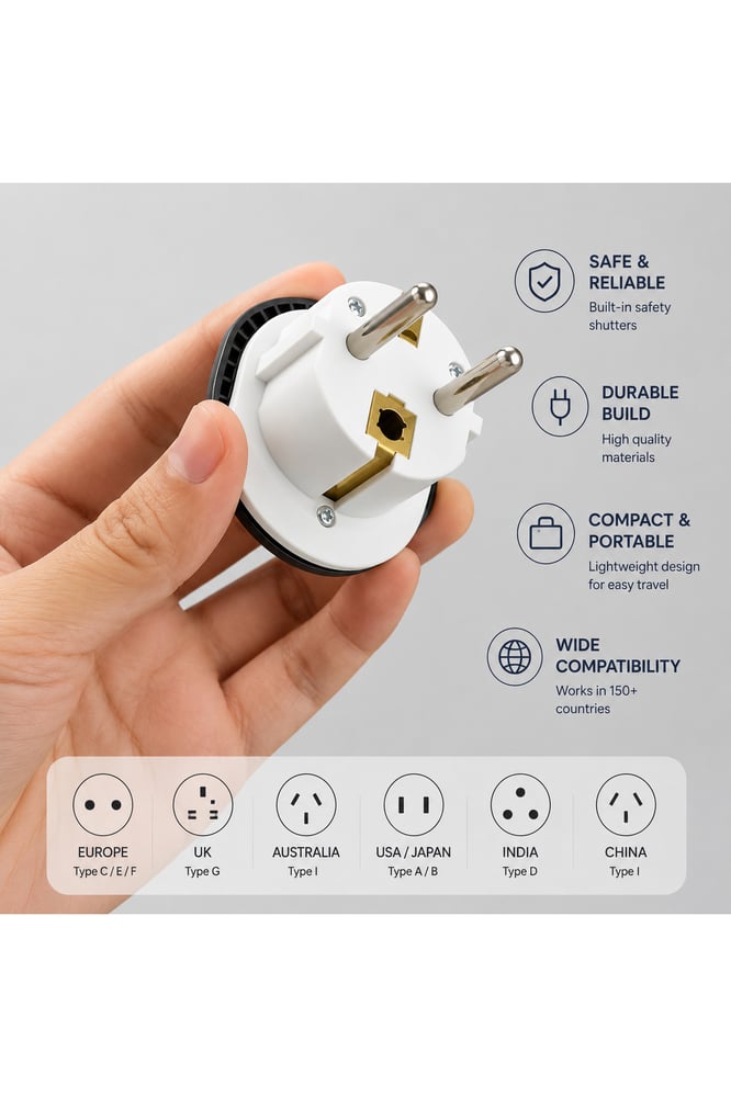 Universal Type C Travel Plug Adapter, 4-Pack, Compact International Socket Converter, Multi-Plug