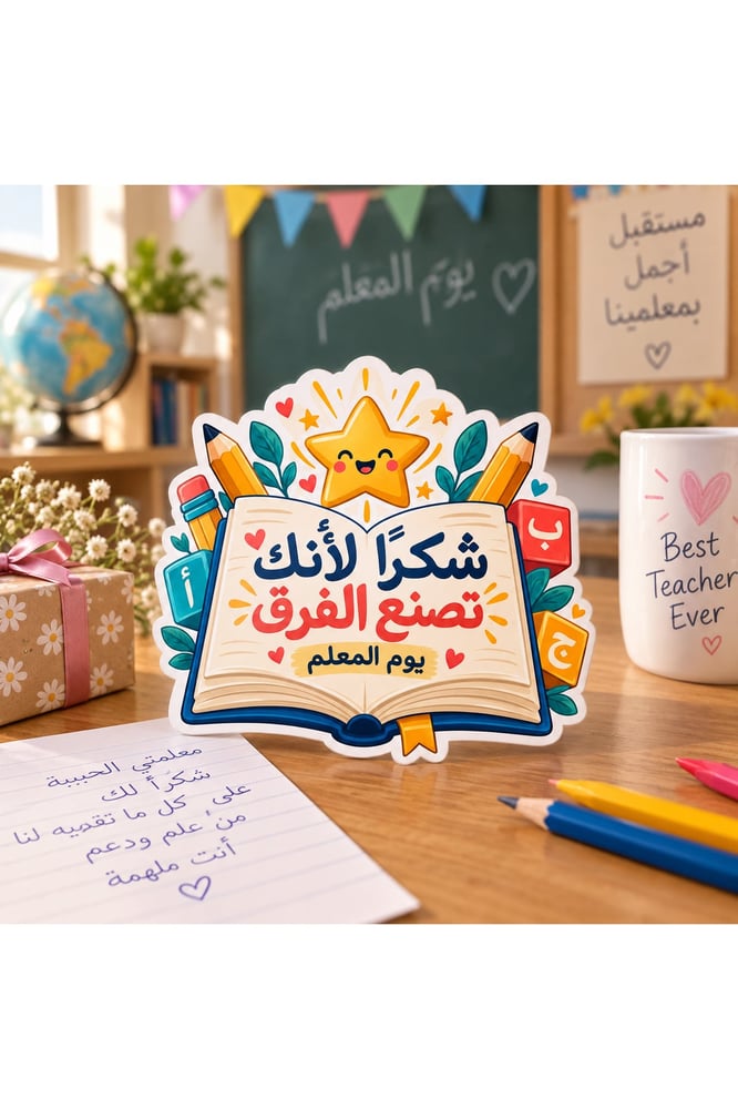 بطاقة شكر للمعلم بتصميم الكتاب المفتوح – 12 بطاقة