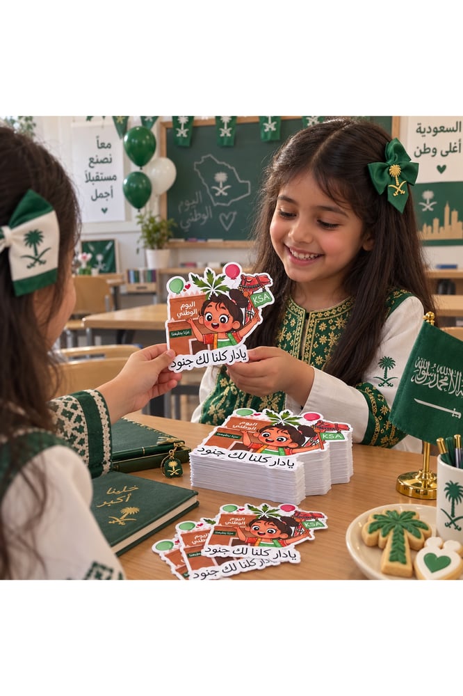 بطاقات هدايا اليوم الوطني فتاة، 11 × 9 سم – 100 بطاقة