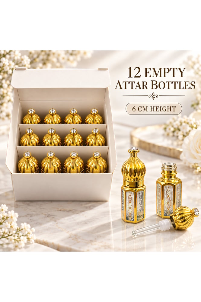 زجاجات عطر ذهبية فارغة 6 مل – 12 قطعة