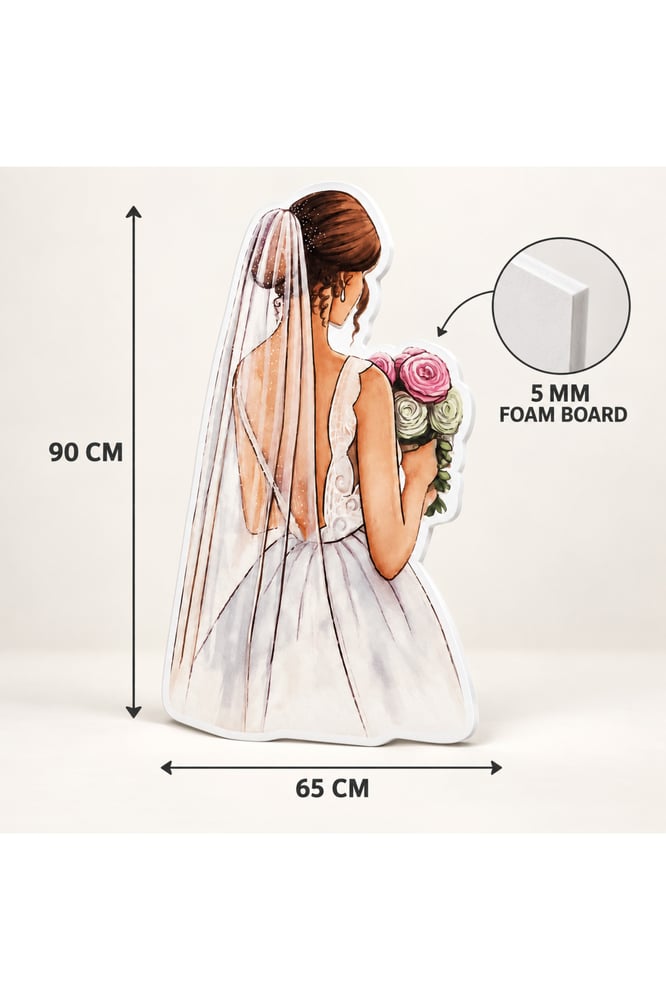 Bride Wedding Foam Board Standee with Support Feet, 90 x 65 cm, 5 mm