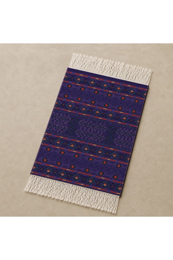 Saudi National Day Mini Leather Tea & Coffee Mats – 6-Piece Purple Geometric Set