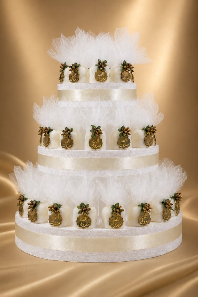 Custom Bubble Candle Wedding Favors – 24 Pieces with Display Stand