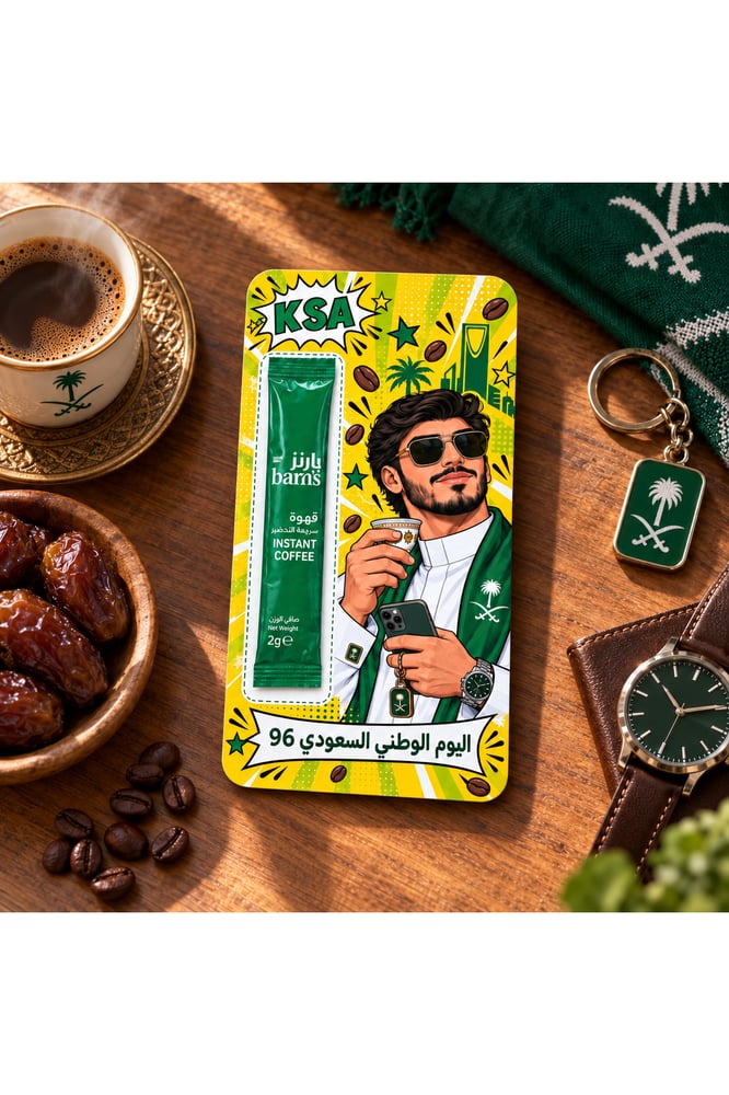 6 أكياس قهوة مع بطاقات وطنية رجل عربي عصري