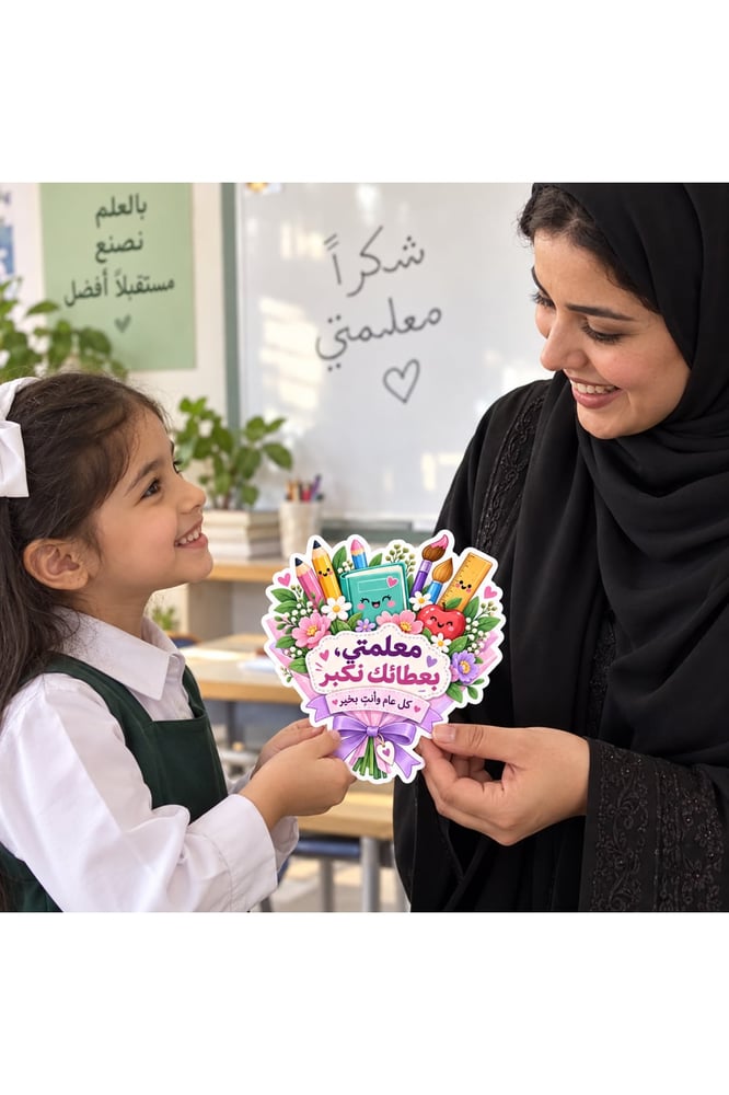 بطاقة تقدير للمعلمة بتصميم الزهور – 12 بطاقة