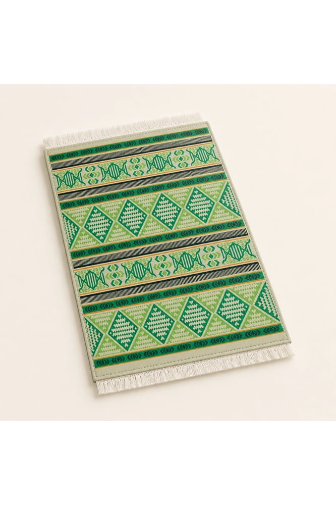 Saudi National Day Mini Leather Tea & Coffee Mats – 6-Piece Bright Green Geometric Set