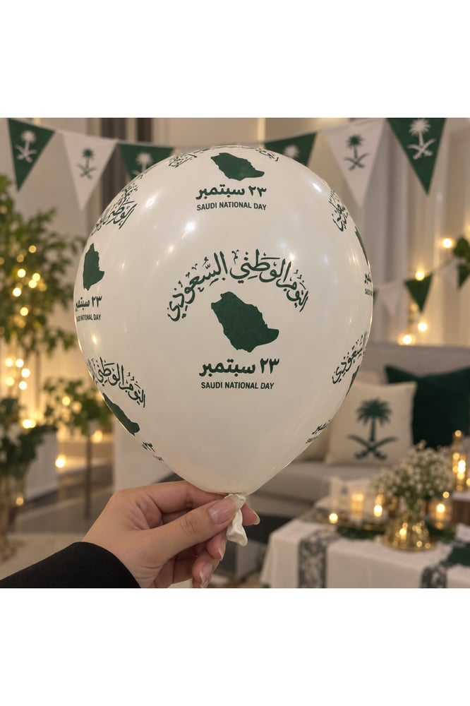 بالونات اليوم الوطني بيضاء بتصميم 23 سبتمبر – 25 قطعة