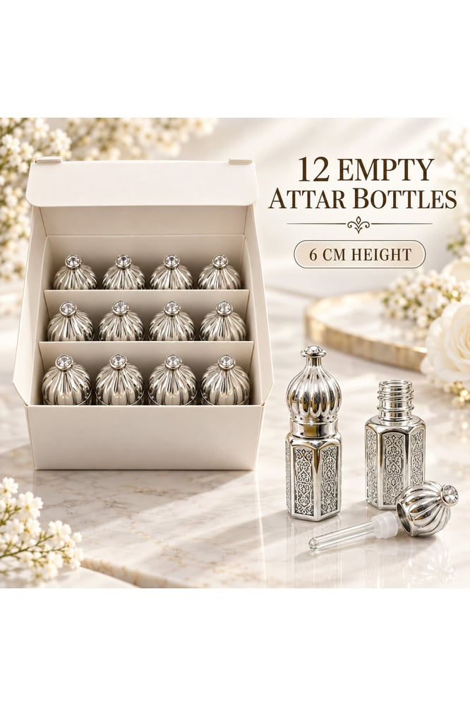 زجاجات عطر فضية فارغة 6 مل – 12 قطعة