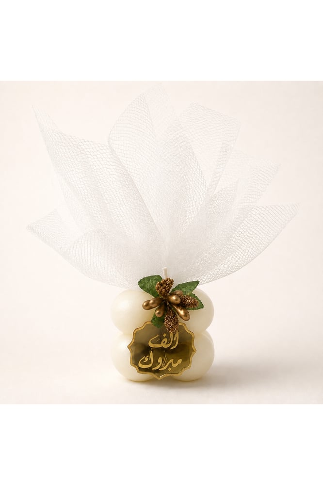 Custom Bubble Candle Wedding Favors – 24 Pieces with Display Stand