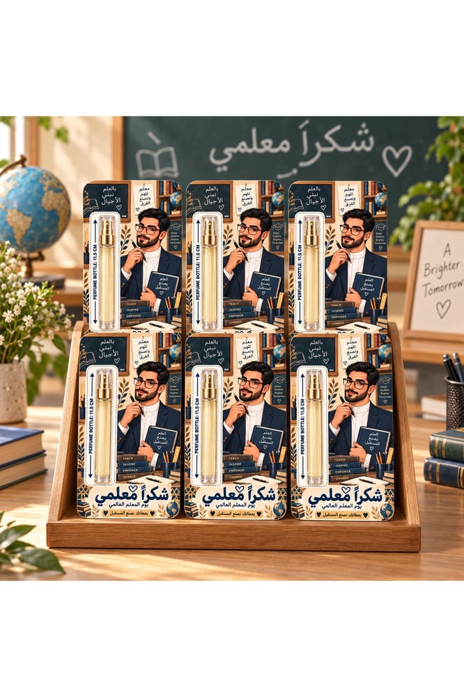 بطاقات يوم المعلم للمعلم مع عبوات عطر – 6 قطع