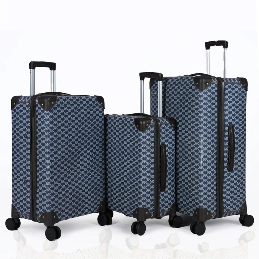 طقم شنط سفر كلاسيكي ضد الكسر 3 قطع مغطى بالجلد المقاوم الكسر عالي الجودة