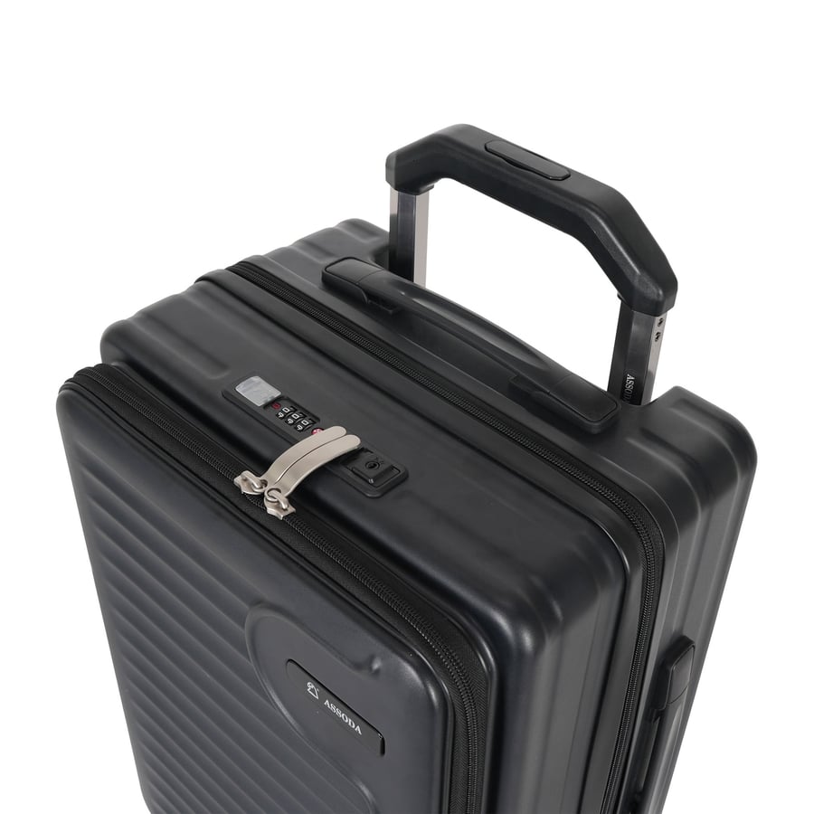 طقم حقائب سفر 3 قطع مصنوع من الـ PC بولي كربونات بتصميم أنيق وفاخر مع حامل كوب ومنفذ USB/Type-C