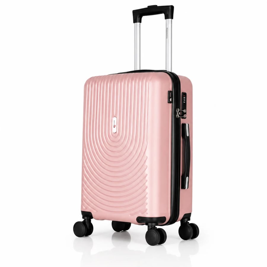 Travel bag with 20-inch size, luxurious geometric design, strong and lightweight, rose gold