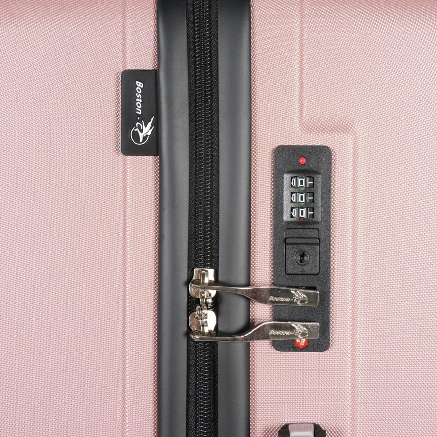 Travel bag with 20-inch size, luxurious geometric design, strong and lightweight, rose gold