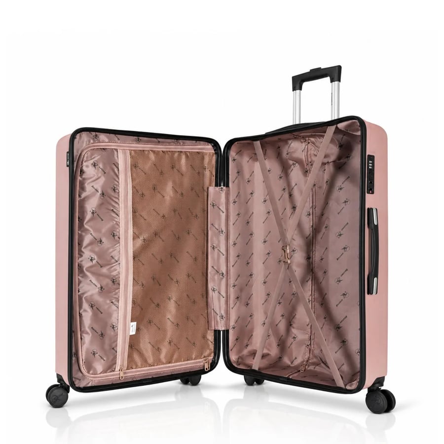 Travel bag with 20-inch size, luxurious geometric design, strong and lightweight, rose gold