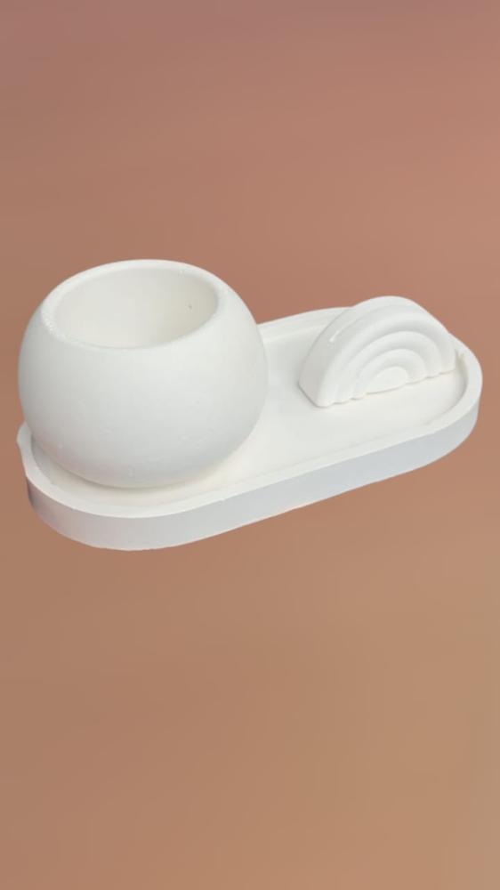 Gypsum set Gypsum set consisting of a plate, a card holder, and a flower vase used for parties 12 sets