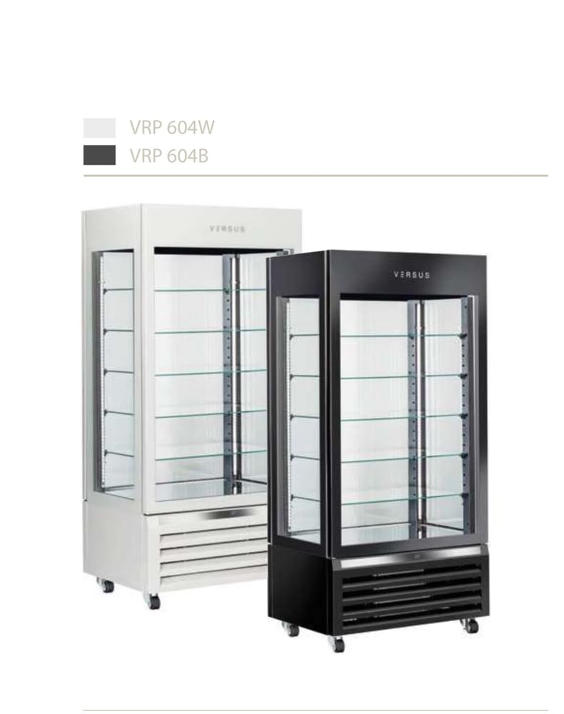 ثلاجة عرض بانورامية مبردة للحلويات والمخبوزات لBakery Refrigerated Display Showcase والموديل VRP 604W لون ابيض واسود