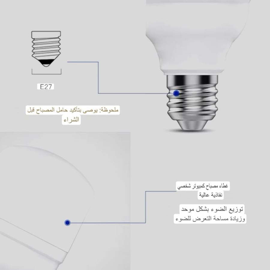 لمبة لد درم E27 ثلجي متعدد المقاسات