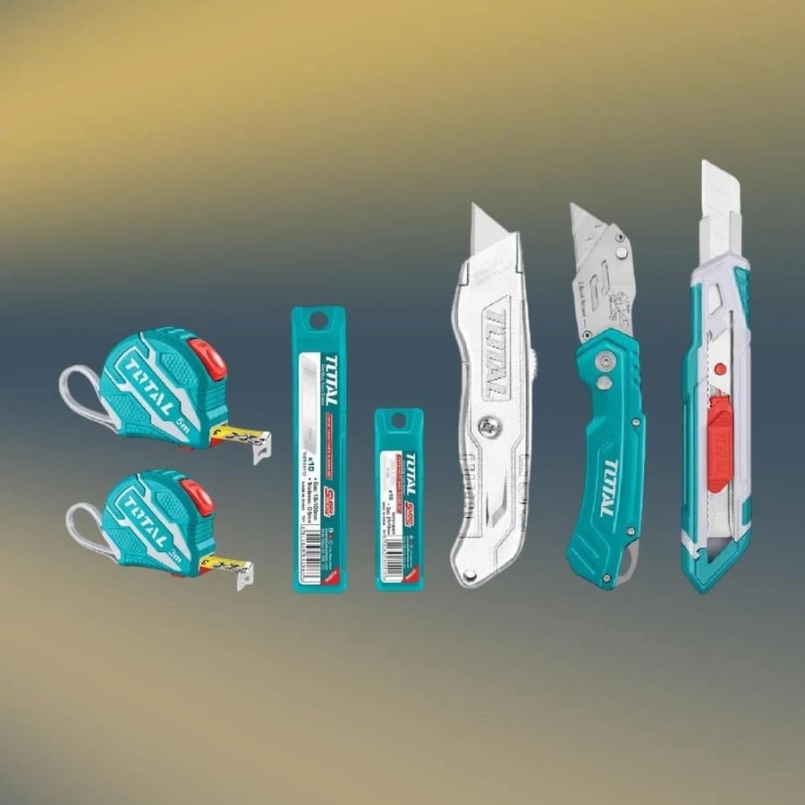 مجموعة مشارط مع امتار على كرت توتال TOS23036 total tools