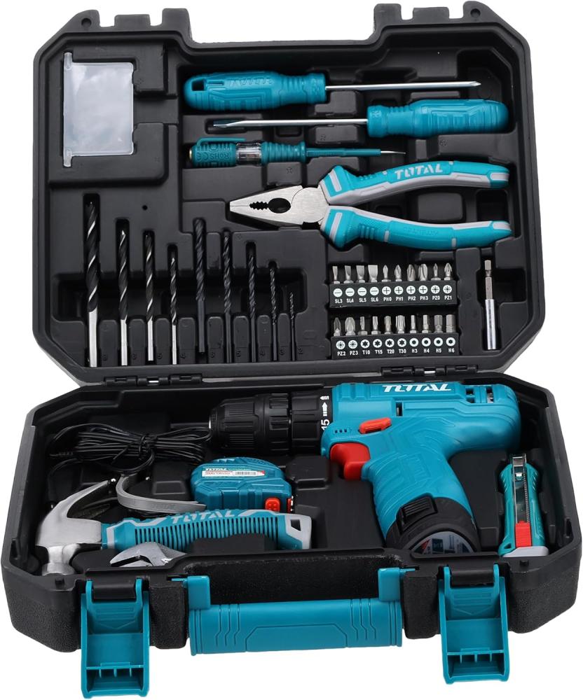 دريل شحن مع شنطة عدة 81 قطعة توتال THKTHP10812 total tools