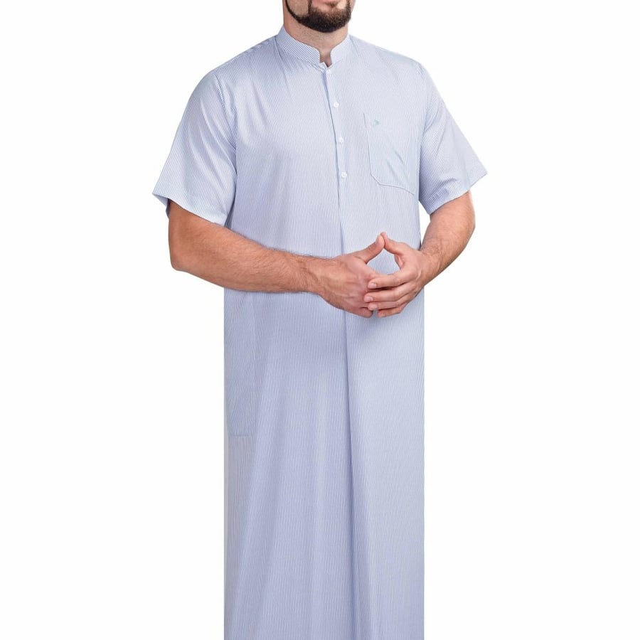 قميص كويتي رجالي نص كم صيفي -دروش مقلم