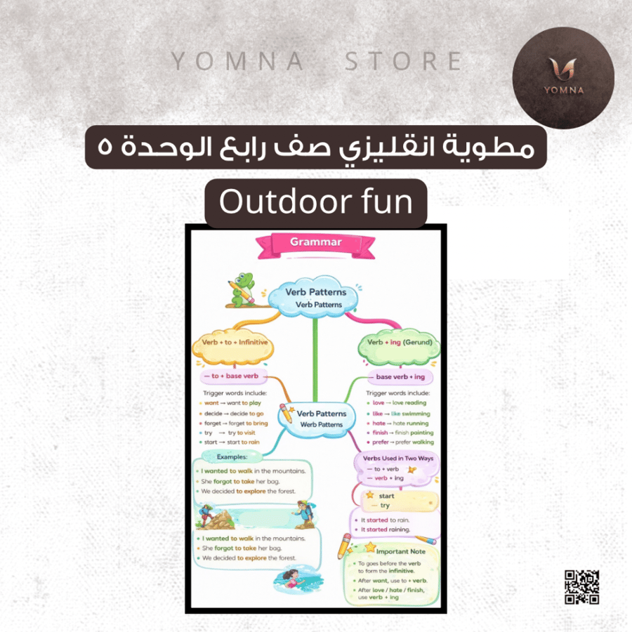 مطوية انقليزي صف رابع الوحدة 5 Outdoor fun