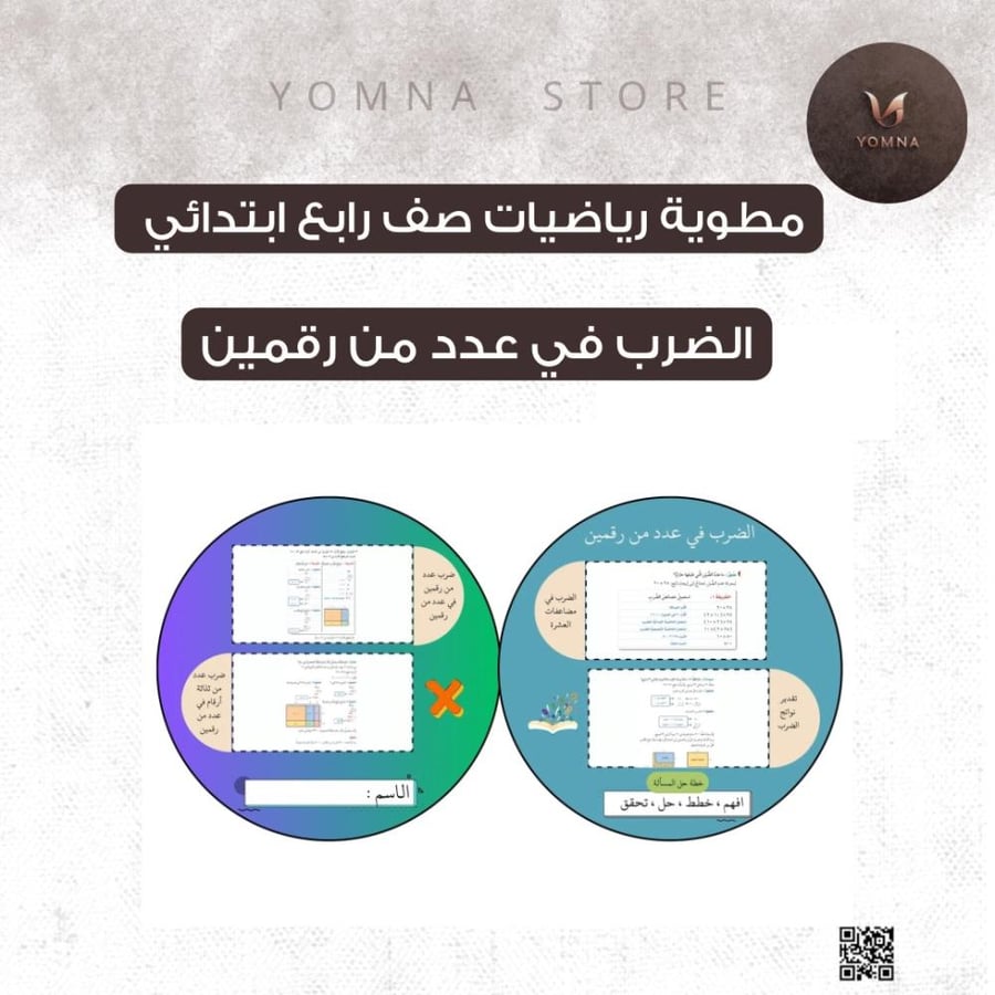 مطوية رياضيات صف رابع ابتدائي / ضرب عدد من رقمين