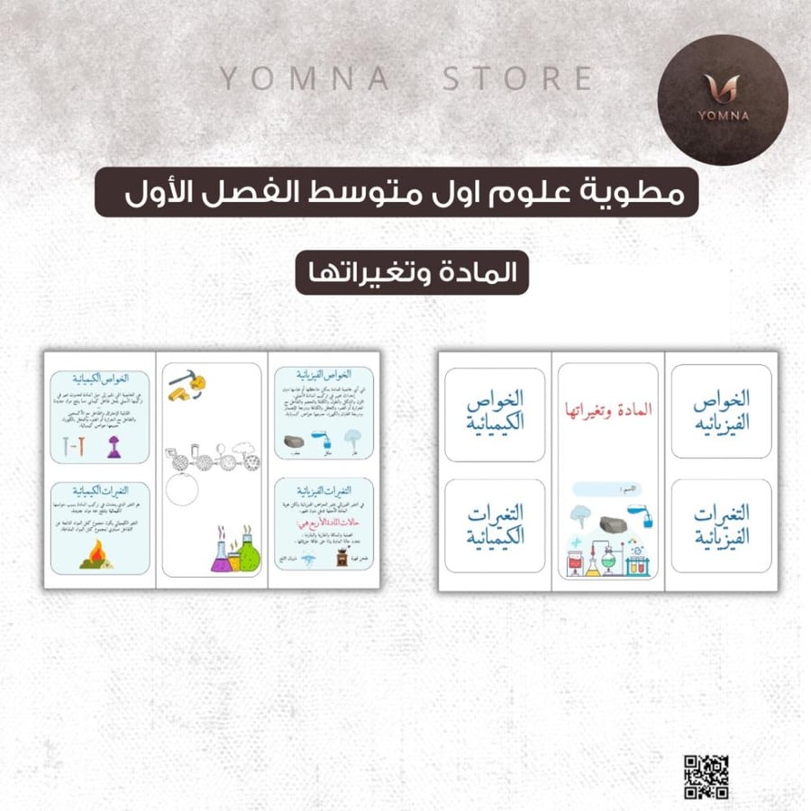 مطوية المادة وتغيراتها اول متوسط الفصل الدراسي الأول