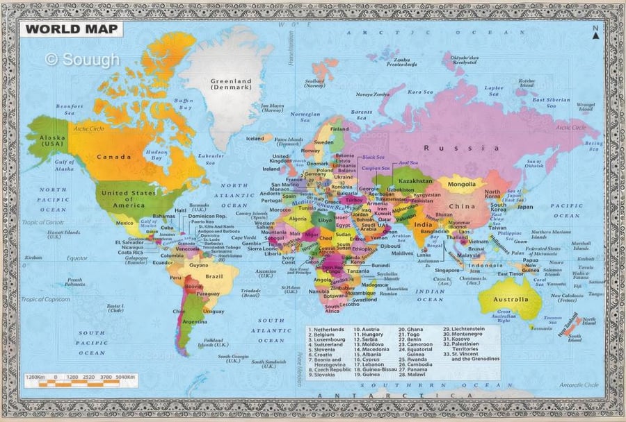 سجادة خريطة العالم الجدارية - world map rug