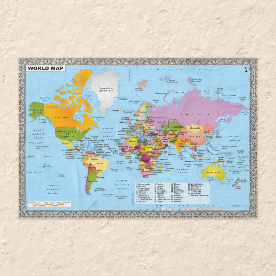 سجادة خريطة العالم الجدارية - world map rug