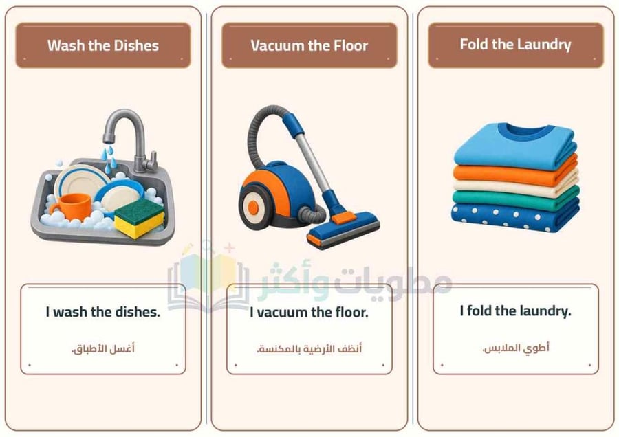مطوية الأعمال المنزلية إنجليزي ثالث ابتدائي | Chores PDF