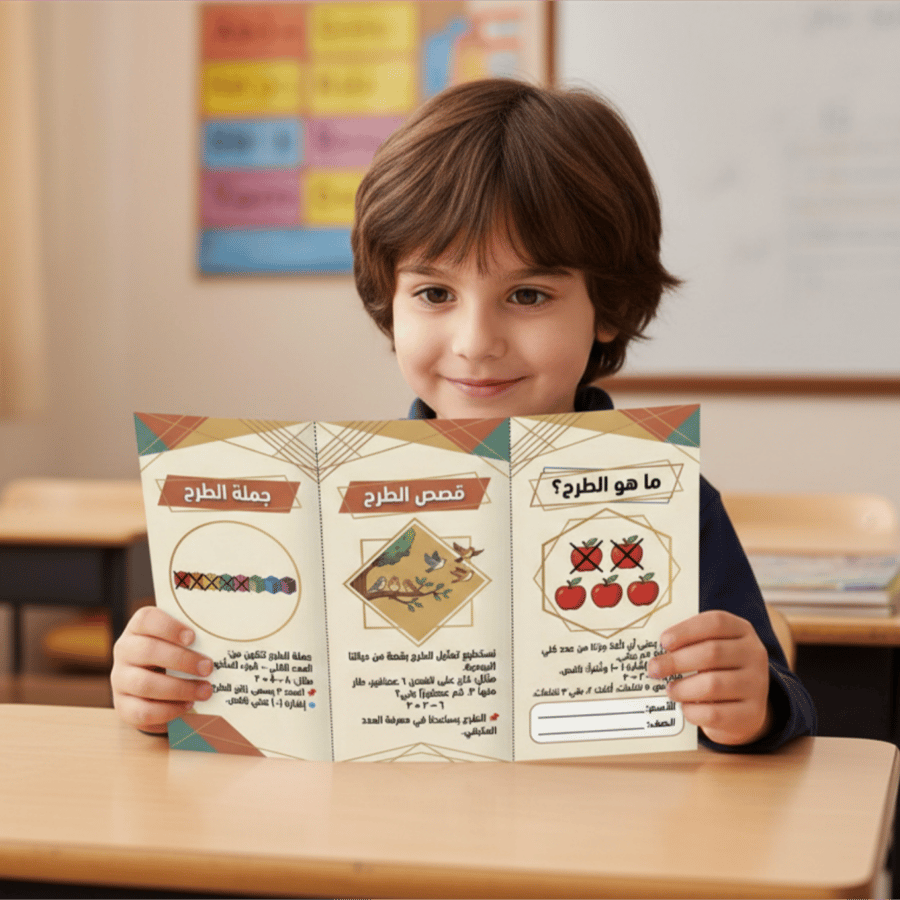 مطوية الطرح رياضيات أول ابتدائي الفصل السابع