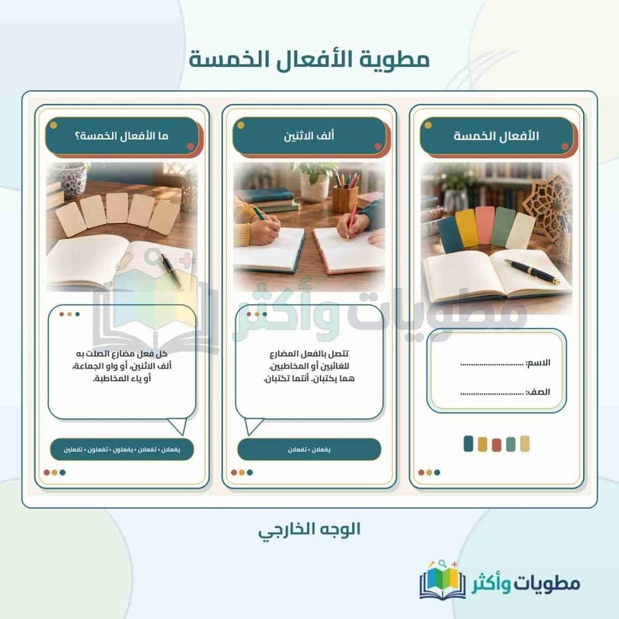 مطوية الأفعال الخمسة لغتي خامس ابتدائي الفصل الأول PDF