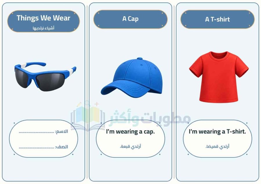 مطوية أشياء نرتديها Things We Wear إنجليزي ثاني ابتدائي PDF