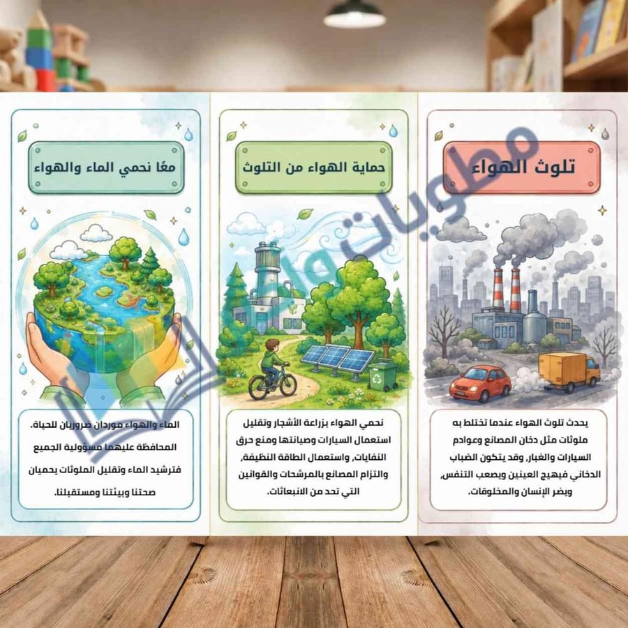 مطوية الماء والهواء علوم خامس ابتدائي الفصل الأول PDF جاهزة للطباعة