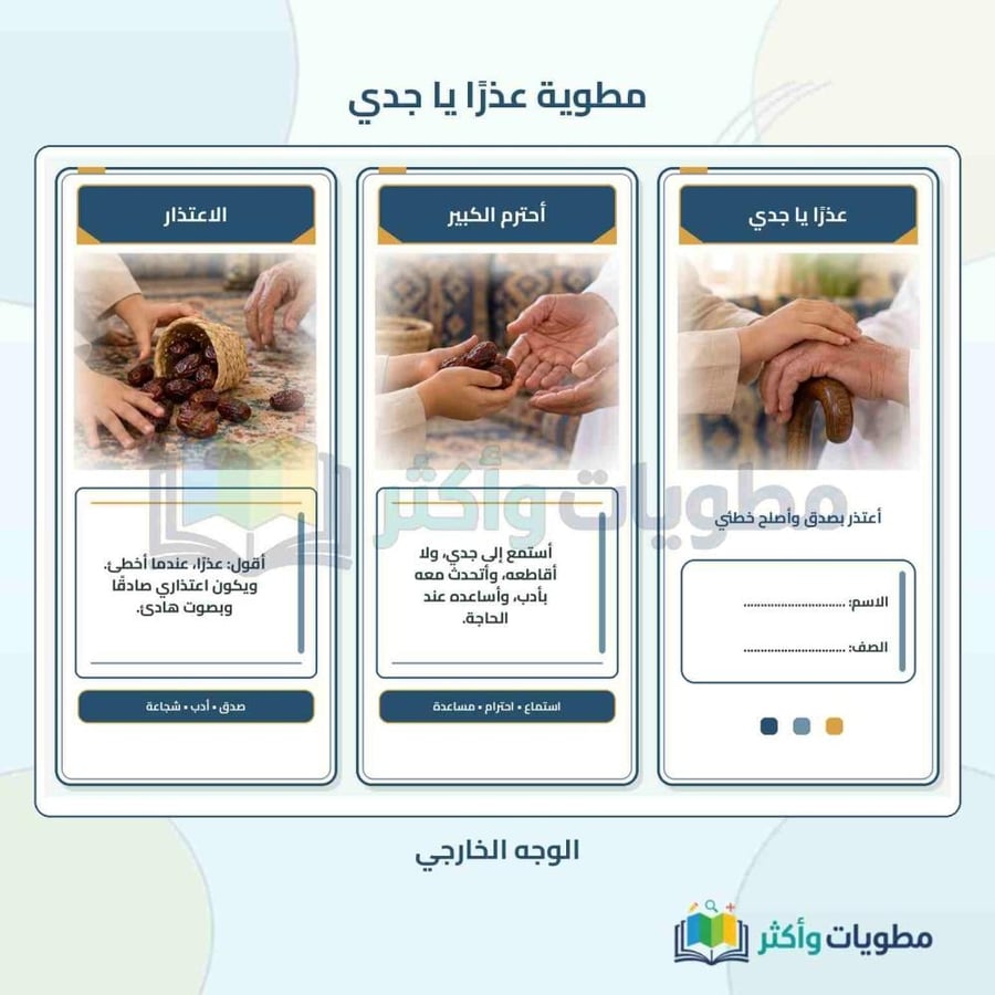 مطوية عذرا يا جدي لغتي ثاني ابتدائي الفصل الأول PDF