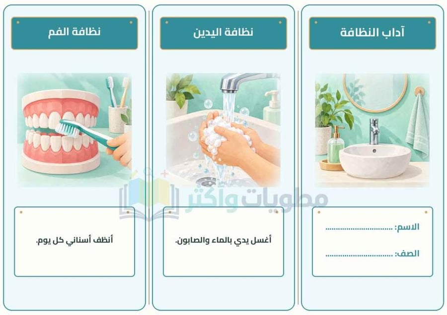 مطوية آداب النظافة فقه وسلوك دراسات إسلامية ثاني ابتدائي PDF