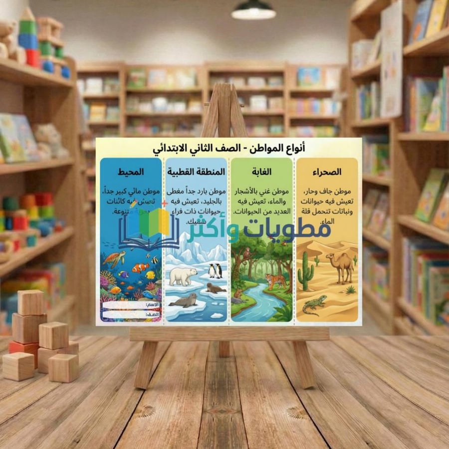 مطوية أنواع المواطن علوم صف ثاني أبتدائي