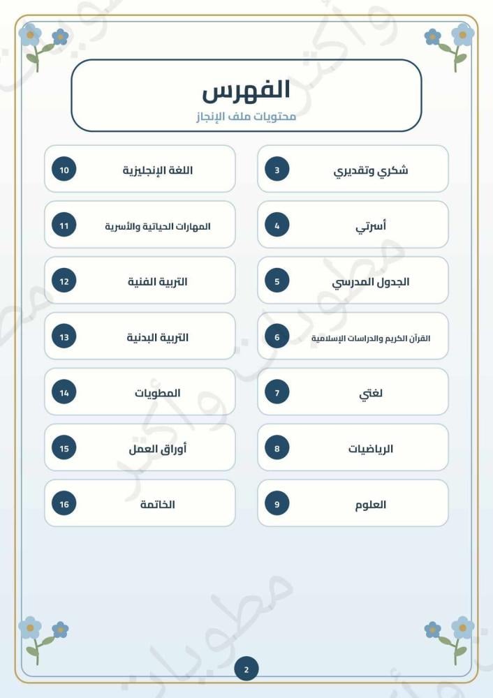 ملف إنجاز الطالب للصفوف الأولية (أول وثاني وثالث ابتدائي) جاهز للطباعة PDF