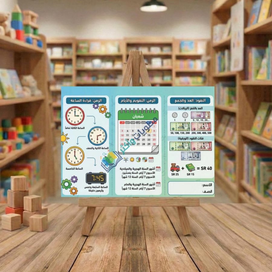 Mathematics booklet of money and time for second grade