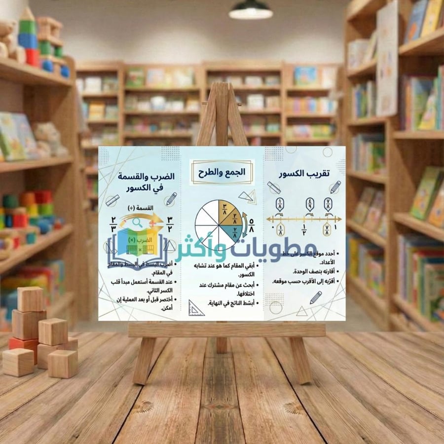 مطوية العمليات على الكسور الاعتيادية رياضيات سادس ابتدائي