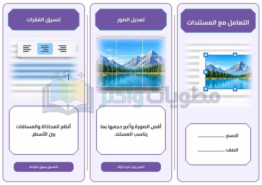مطوية درس التعامل مع المستندات مهارات رقمية خامس ابتدائي جاهزة PDF