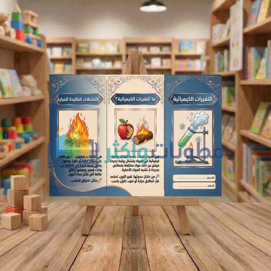 مطوية علوم صف سادس التغيرات الكيميائية جاهزة للطباعة