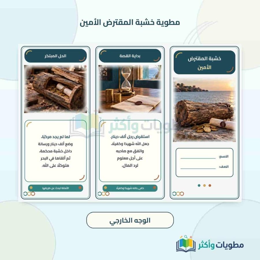 مطوية درس خشبة المقترض الأمين لغتي خامس ابتدائي الفصل الأول PDF