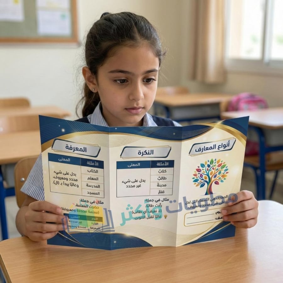 مطوية لغتي صف رابع أنواع المعارف الفصل الدراسي الثاني