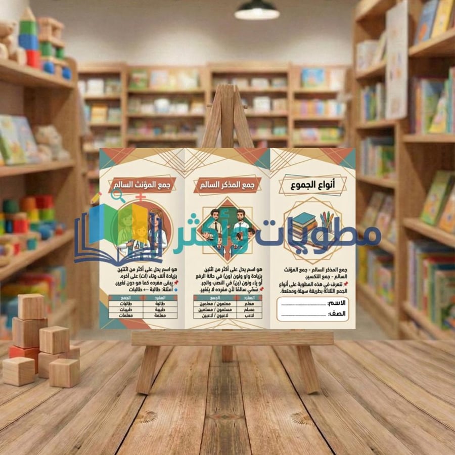 مطوية أنواع الجموع لغتي رابع ابتدائي الفصل الثاني