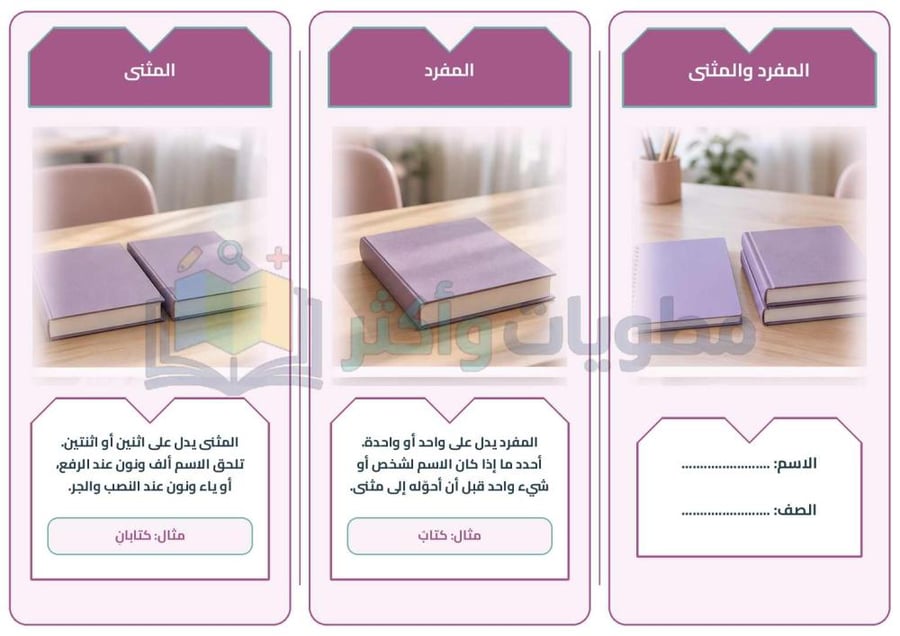 مطوية المفرد والمثنى لغتي الخالدة أول متوسط جاهزة PDF