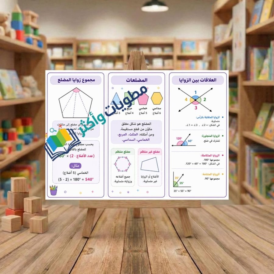 مطوية الهندسة الزوايا والمضلعات رياضيات سادس ابتدائي