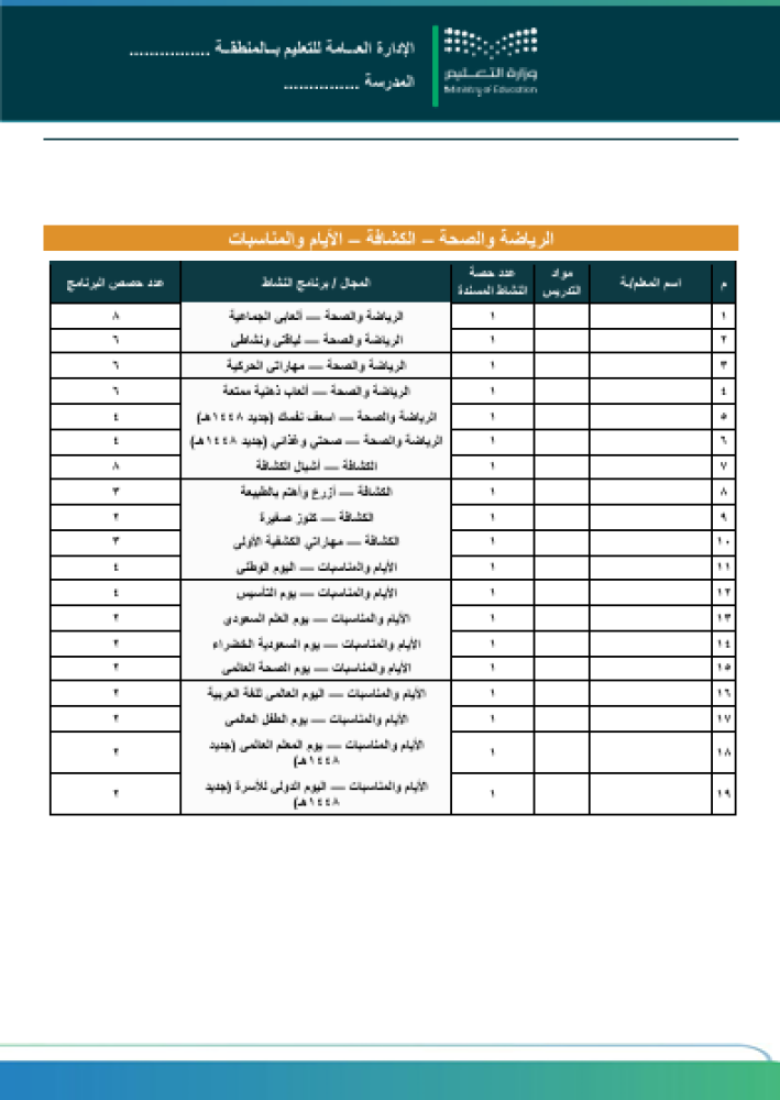 خطة النشاط