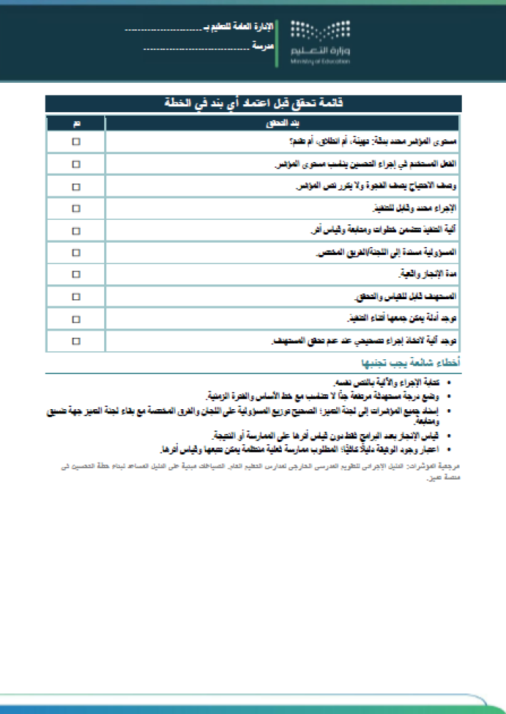 خطة تحسين المدرسة